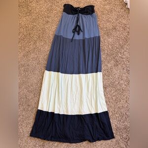 Hollister A-Line Colorblock Skirt - Blue, Cream, Black